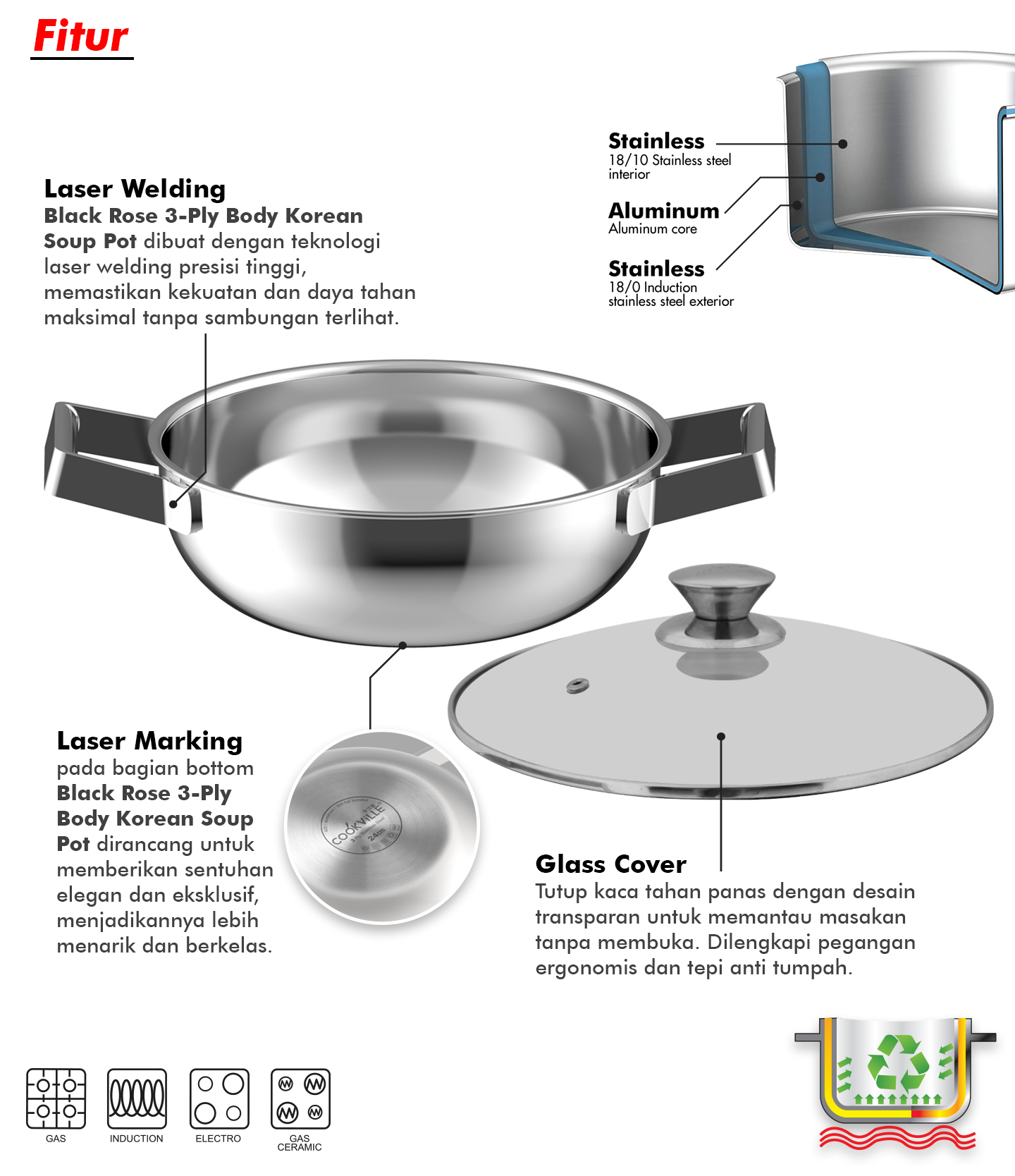 3 Ply Korean Soup Pot